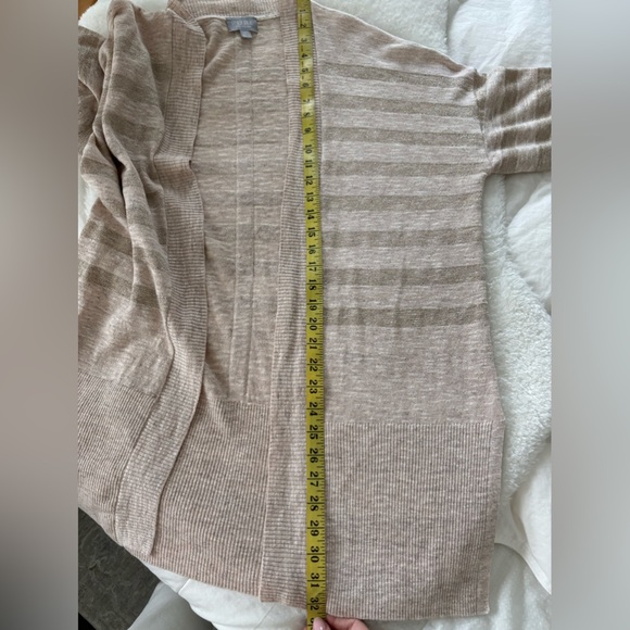 Pure collection linen blend striped cardigan beige tan sz US 6 - Picture 10 of 12